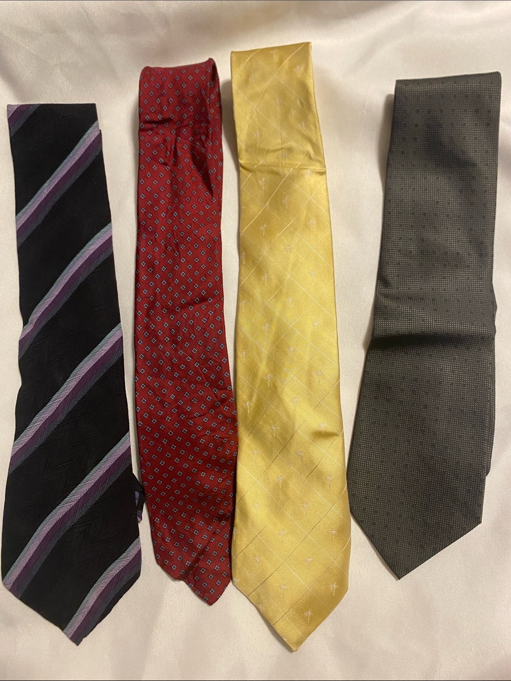 Liberty of London Yellow Silk Tie with Subtle Diamond set of 4 all 100% silk